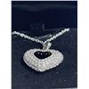 Image 3 : New Platinum Plated 25.0mm Simulated Diamond (CZ) Heart Cluster Necklace - Adjustable Chain 16" - 18