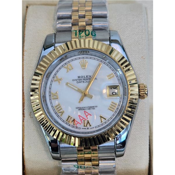 BRAND NEW FULLY AUTOMATIC ROLEX DATEJUST 41 MM AAA QUALITY REPLICA WATCH, WHITE MOTHER OF PEARL DIAL