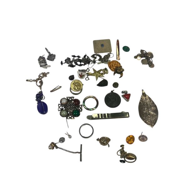 Group of Assorted Jewelry Pins, Earrings, Etc.