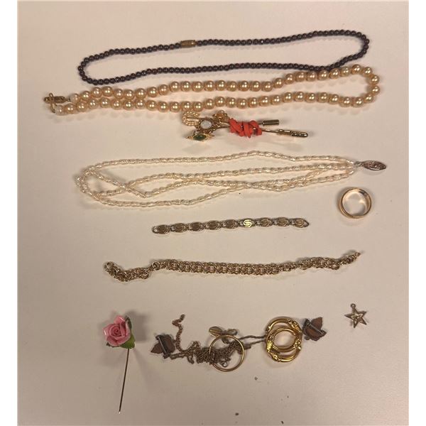 Group of Assorted Jewelry - Necklaces, Rings, Pins, Etc.