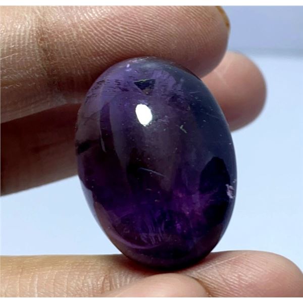 One Oval Cabochon Cut Natural Amethyst, Measuring 27.86 x 20.37 x 14.31mm, Exactly Total Weight 56.4