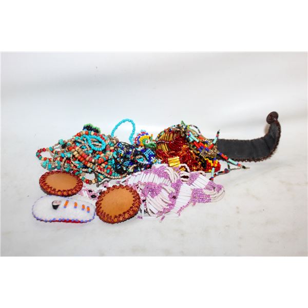 BAG OF ASSORTED HANDMADE BEADED JEWELRY