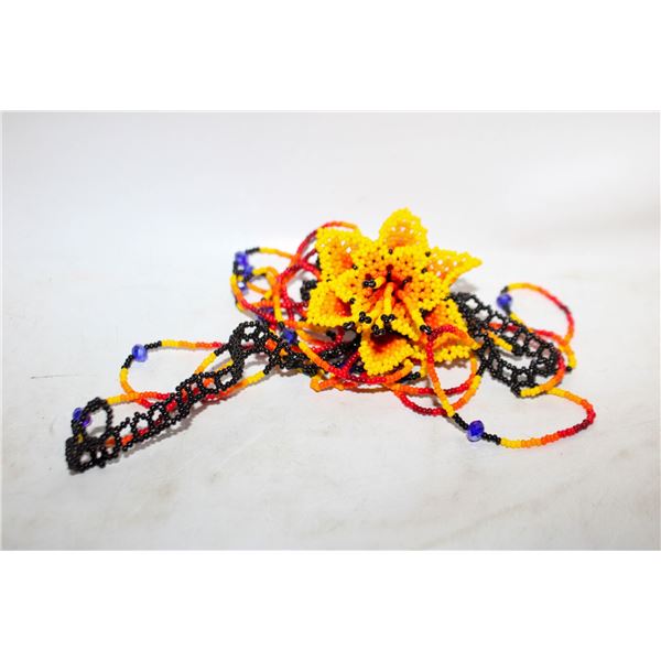 MEXICAN HUICHOL HANDMADE BEADED FLOWER