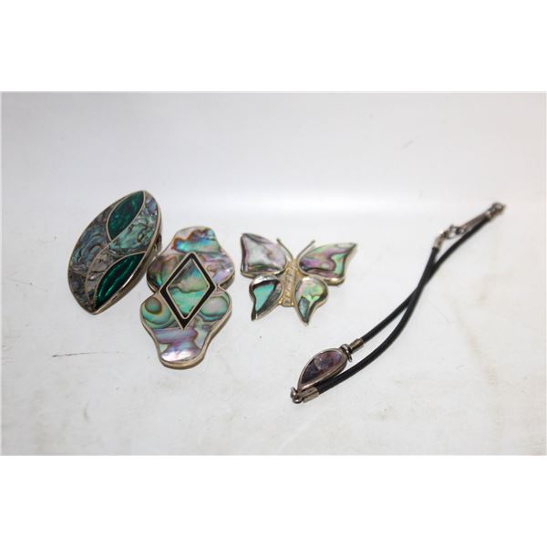 4PC LOT OF ABALONE JEWLERY