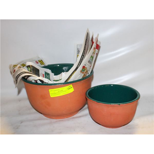 3 POTTERY EARTHENWARE NESTING MIXING