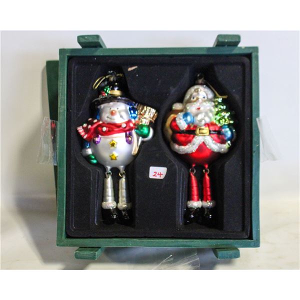 2 VINTAGE MIKASA 7" HAND BLOWN CHRISTMAS