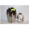 Image 1 : 2 DECORATIVE HANDMADE POTTERY VASES