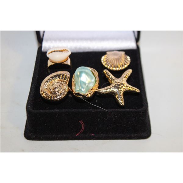 NEW OCEAN INSPIRED 5 PCS/SET RING SET ADJUSTABLE