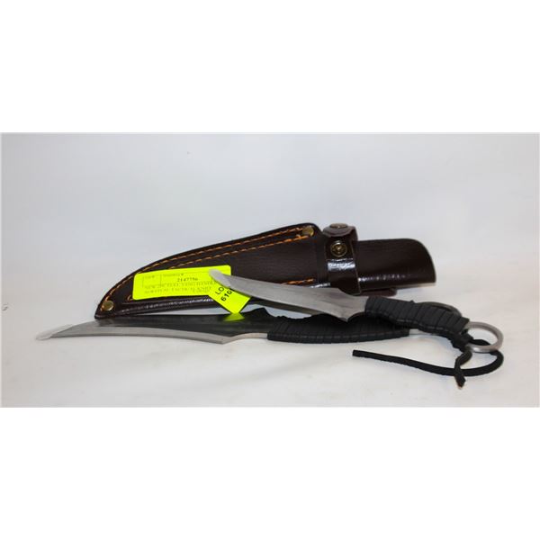NEW 2PC FULL TANG HANDLE SURVIVAL TACTICAL KNIFE S
