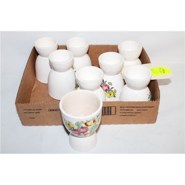 8 VINTAGE JAPANESE HANDPAINTED EGG CUPS