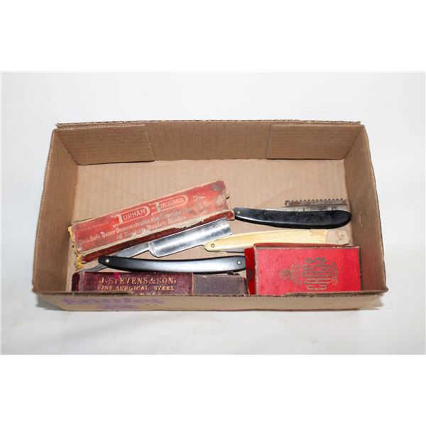 LOT OF 5 VARIOUS OLD RAZOR AND STRAIGHT RAZORS