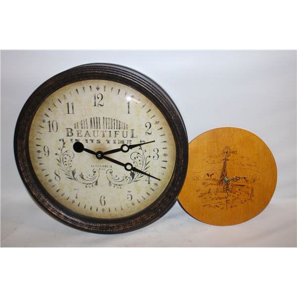 LOT OF 2 WALL DÉCOR CLOCKS