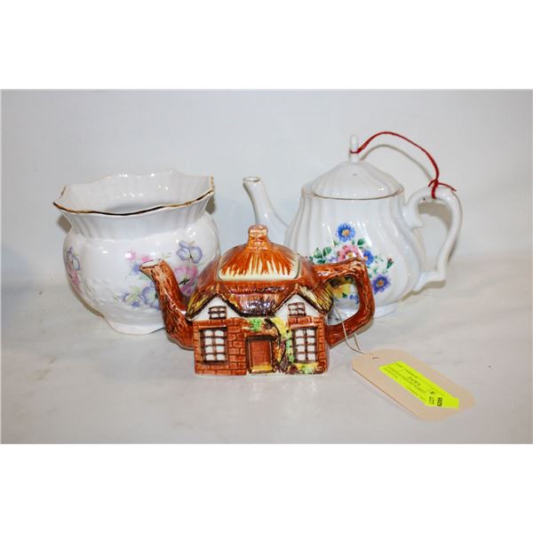 3 VINTAGE ENGLISH WARES - 2 TEAPOTS &