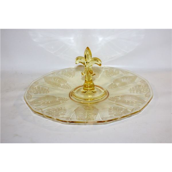 FOSTORIA TROJAN ETCHED YELLOW TOPAZ CENTER