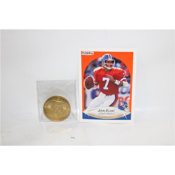 JOHN ELWAY MEDALLION & CARD BRONCOS