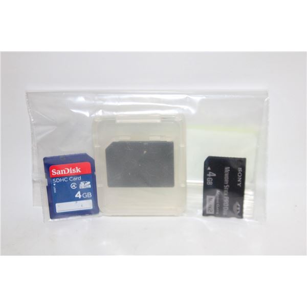 4 GB X 2 MEMORY CARDS & 1 UNMARKED MEMORY CARD