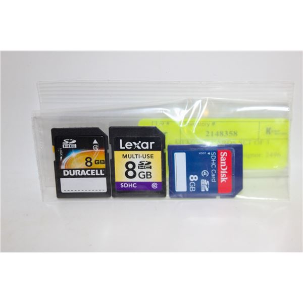 8 GB MEMORY CARDS SET OF 3