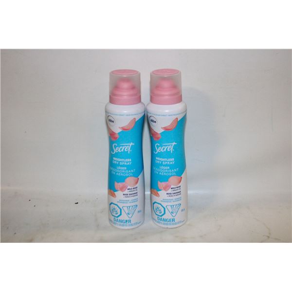 2 NEW SECRET WEIGHTLESS DRYSPRAYS WILDROSE+ARGAN