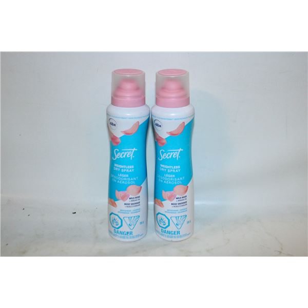 2 NEW SECRET WEIGHTLESS DRYSPRAYS WILDROSE+ARGAN