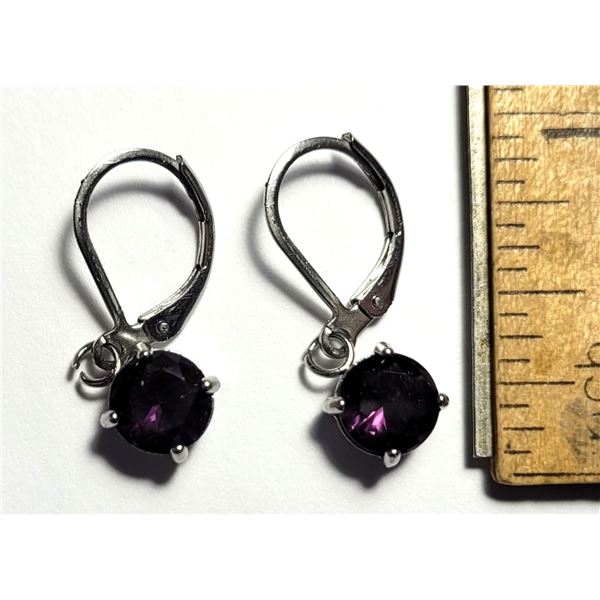 23) SILVER TONE AMETHYST PURPLE CZ DROP