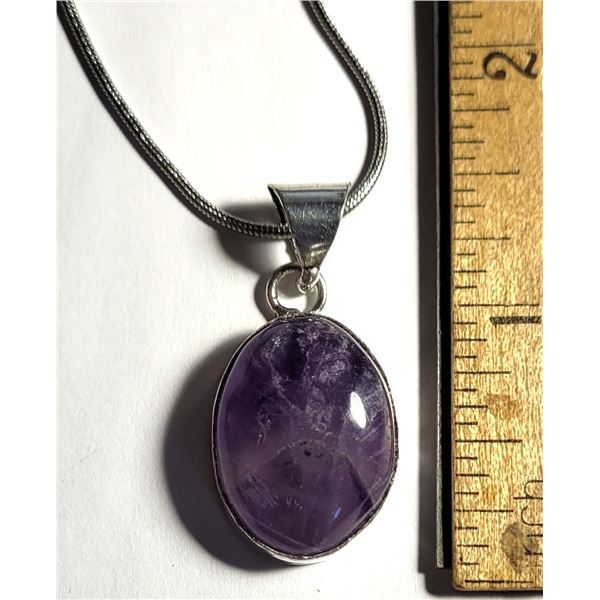 13) NATURAL OVAL BEZEL SET AMETHYST