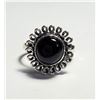 Image 1 : 16) NATURAL ROUND BLACK ONYX SIZE 7 RING