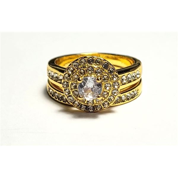 18) GOLD TONE WITH CLEAR CZ 2PCE WEDDING
