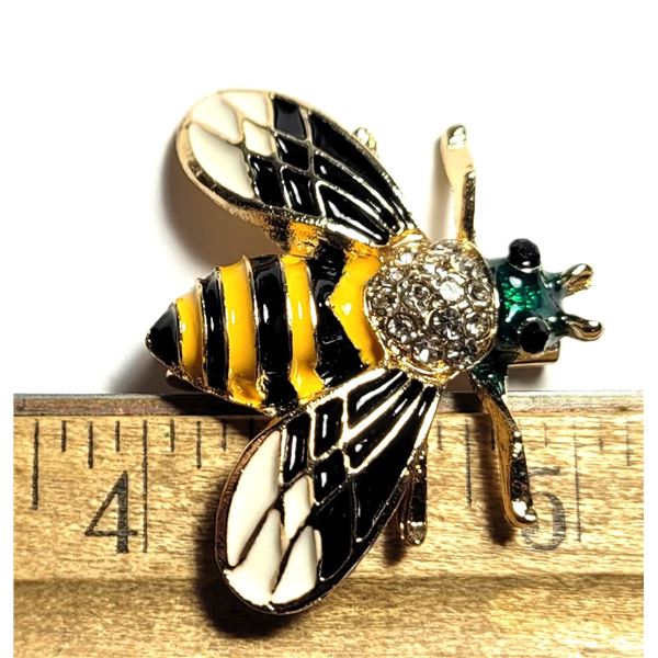 19) GOLD TONE WITH ENAMEL BUMBLE BEE