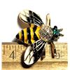 Image 1 : 19) GOLD TONE WITH ENAMEL BUMBLE BEE