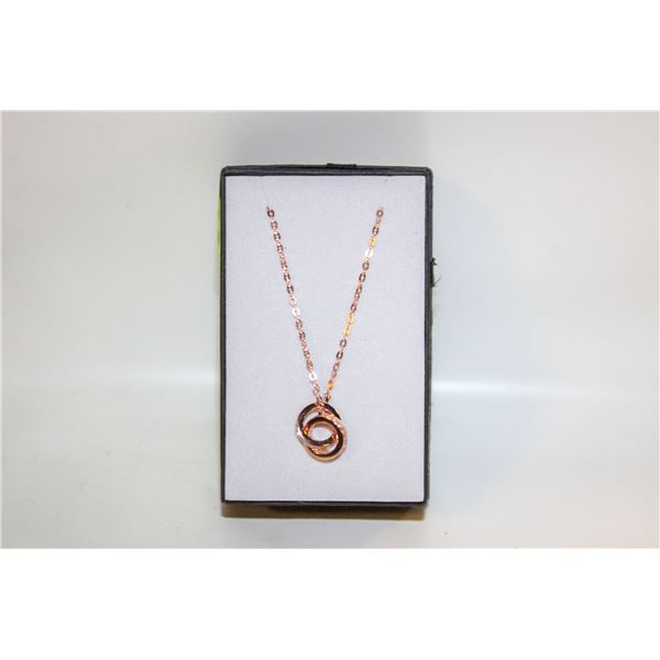 NEW ROSE GOLD PLATED S925 DOUBLE CIRCLE