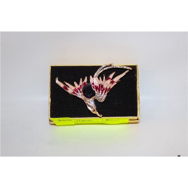 NEW PHOENIX BROOCH WITH CLEAR RHINSTONES