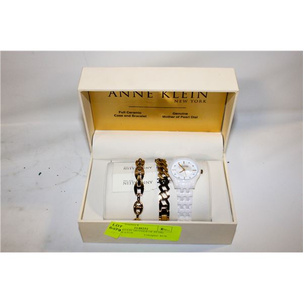 ANNE KLEIN MOTHER OF PEARL DIAL WATCH