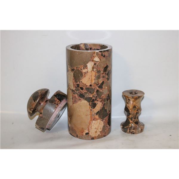 MARBLE CONTAINER & CANDLE HOLDER