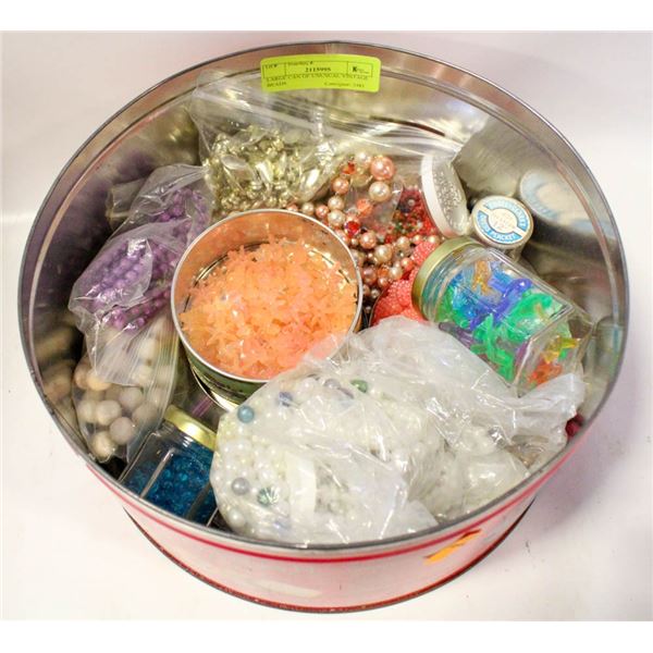 LARGE CAN OF UNUSUAL VINTAGE BEADS