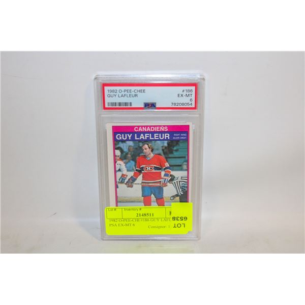 1982 O-PEE-CHI #186 GUY LAFLEUR PSA EX-MT 6