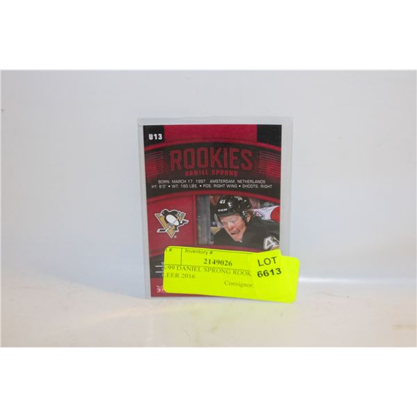 43/99 DANIEL SPRONG ROOKIE CARD FLEER 2016