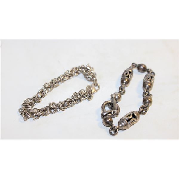 TWO 925 STAMPED BRACELETS 42G - MAGNETIC CLASPS