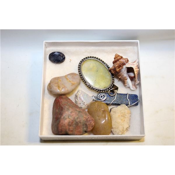 10 RUBY, GEMSTONES, PENDANT & BROOCH