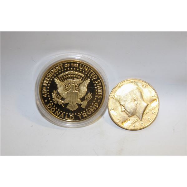 PRESIDENT TRUMP GOLD PLATED 2018 COIN &