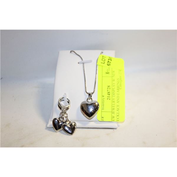 NEW JEWELRY DISPLAY W/ NEW NECKLACE AND EARRINGS