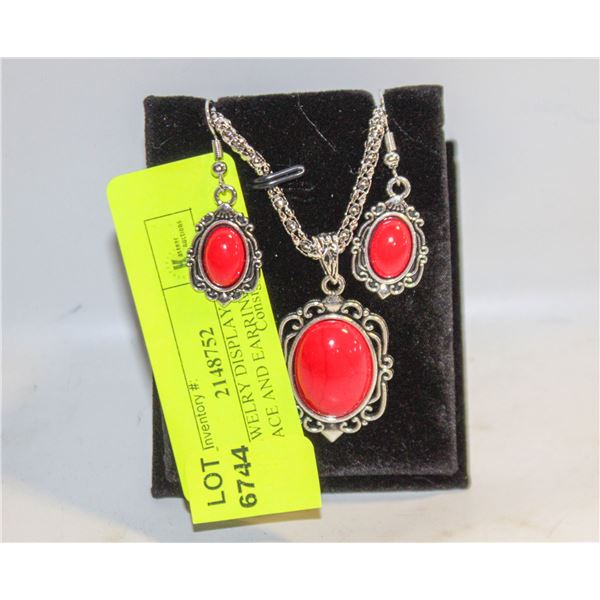 NEW JEWELRY DISPLAY W/ NEW NECKLACE AND EARRINGS