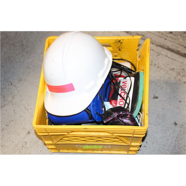 MISCELLANEOUS ITEMS IN YELLOW CRATE