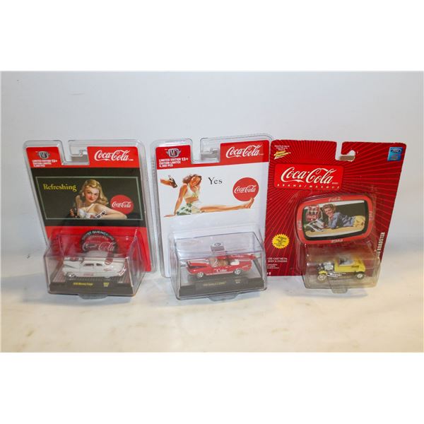 LOT OF 3 NEW COCA COLA DIECAST CARS