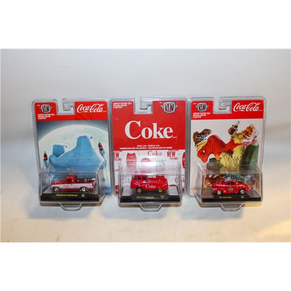 LOT OF 3 NEW COCA COLA DIECAST CARS