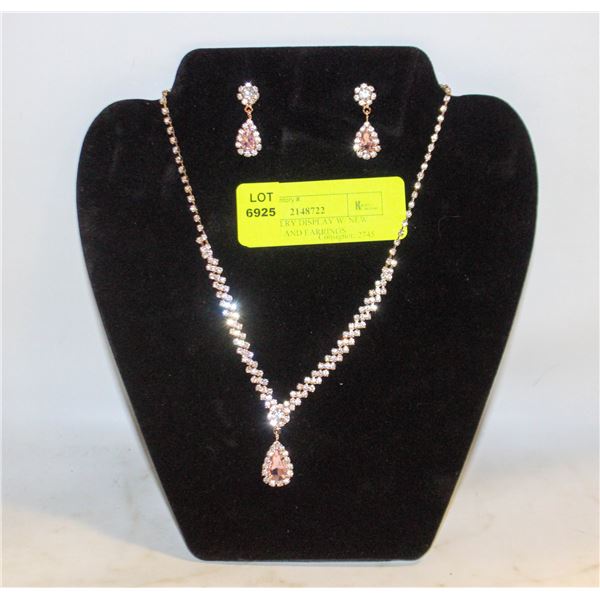 NEW JEWELRY DISPLAY W/ NEW NECKLACE AND EARRINGS