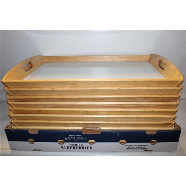 10 LARGE WOODEN SERVING TRAYS, 14X22