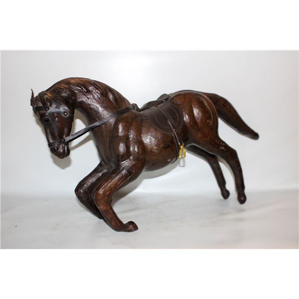 LARGE VINTAGE LEATHER HORSE FIGURE