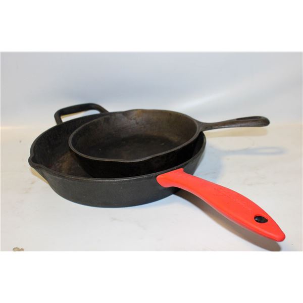 2 CAST IRON FRYING PANS