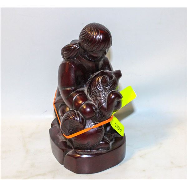 CARVED BOMA INUIT GIRL WITH DOG