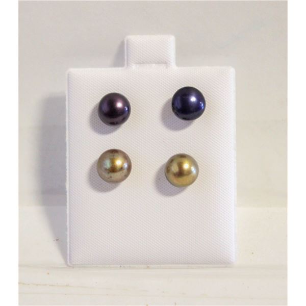 #63- NATURAL AKOYA PEARL STUD EARRINGS 2 SET